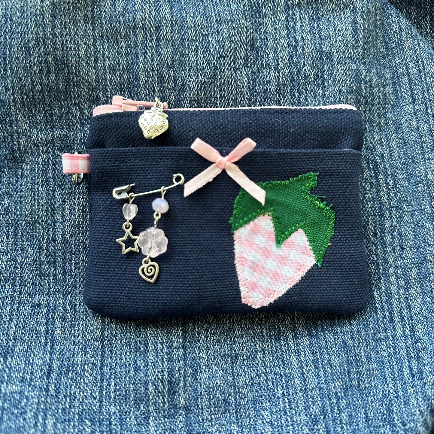 Strawberry keychain wallet