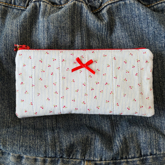 Cherry Stripes Pencil Pouch
