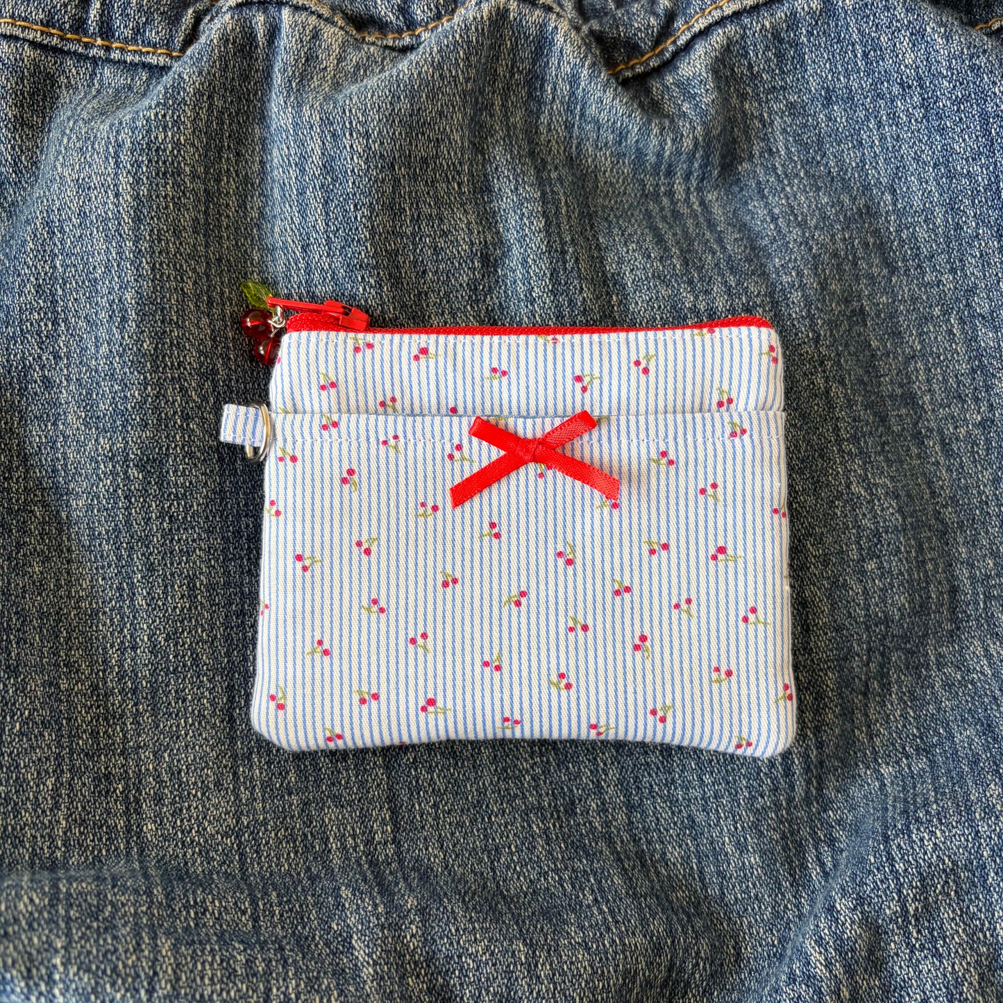 Cherry Stripes keychain wallet
