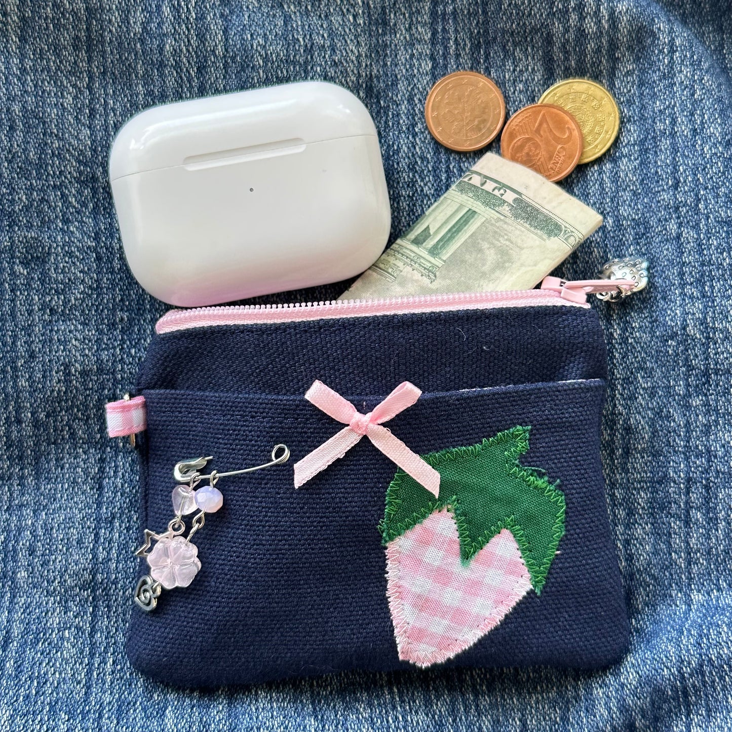 Strawberry keychain wallet