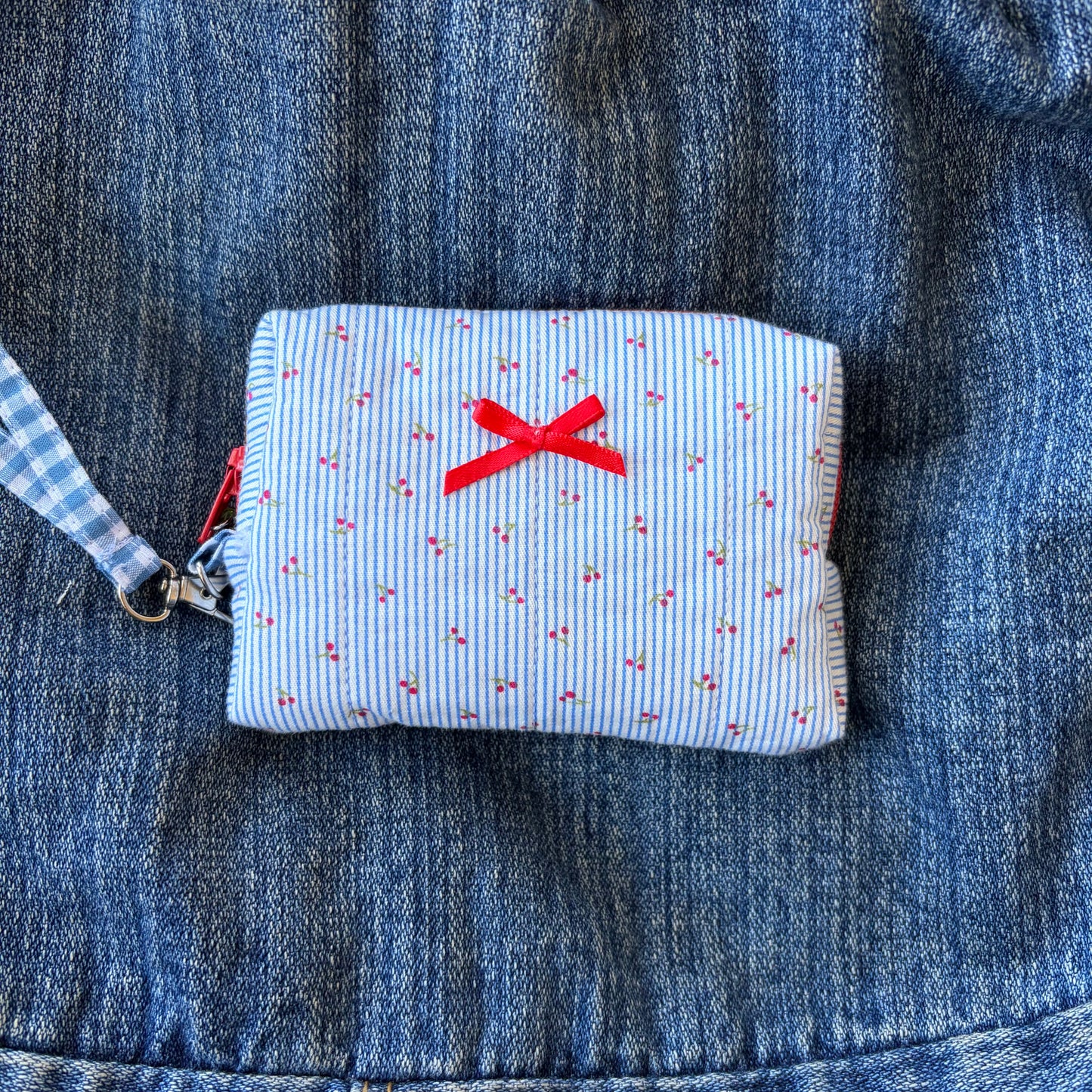 Cherry Stripes Boxy Camera Pouch