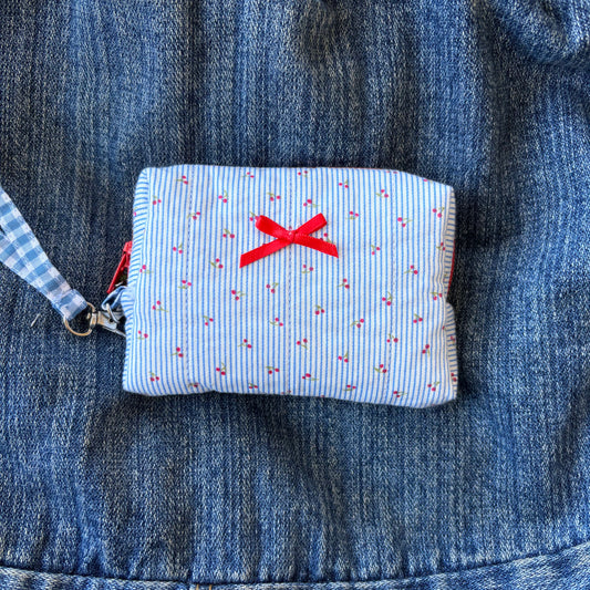 Cherry Stripes Boxy Camera Pouch